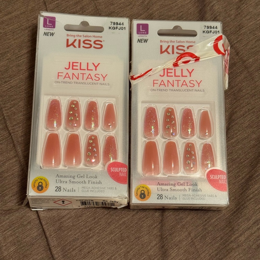 2 Pack of Coral and Pink Press On Nails